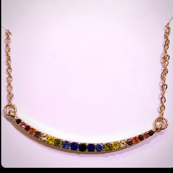 Amelia Rue Jewelry - Amelia Rue Swarovski Rainbow Pride Bar Necklace NIB